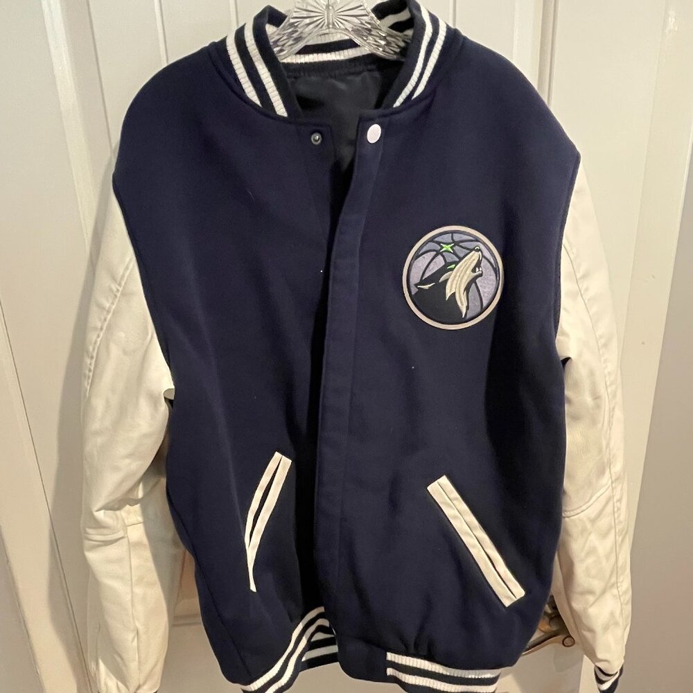 Minnesota Timberwolves Navy/White Reversible Fleece & Faux Leather